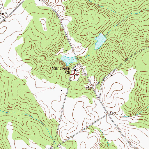 Topographic Map of Mill Creek Cemetery, GA