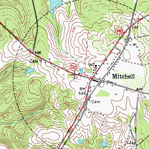 Topographic Map of Mitchell Methodist Church, GA
