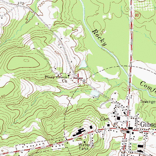 Topographic Map of Piney Grove Cemetery, GA