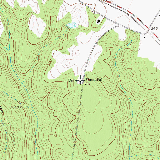 Topographic Map of Thankful Cemetery, GA