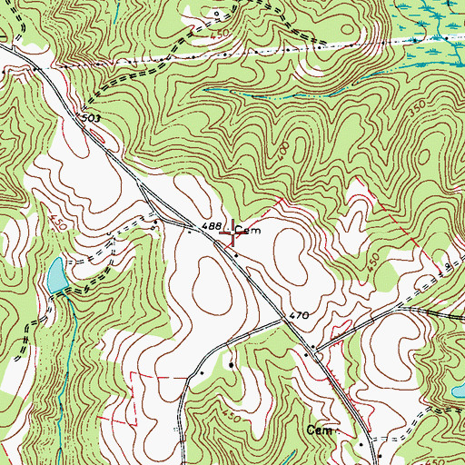 Topographic Map of Union Cemetery, GA