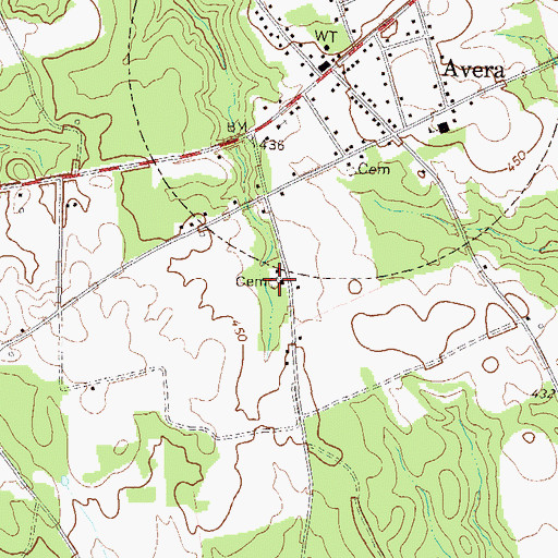 Topographic Map of Avera Cemetery, GA