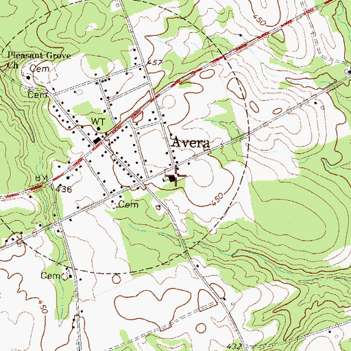 Topographic Map of Avera Junior High School, GA