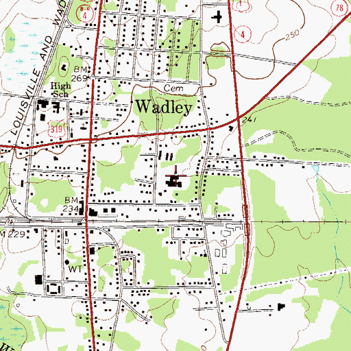 Topographic Map of Carver - Wadley Junior High School, GA