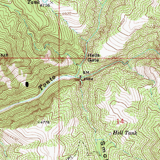 Topographic Map of Smoky Hollow, AZ