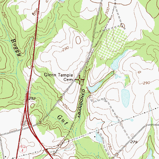 Topographic Map of Glenn Temple Cemetery, GA