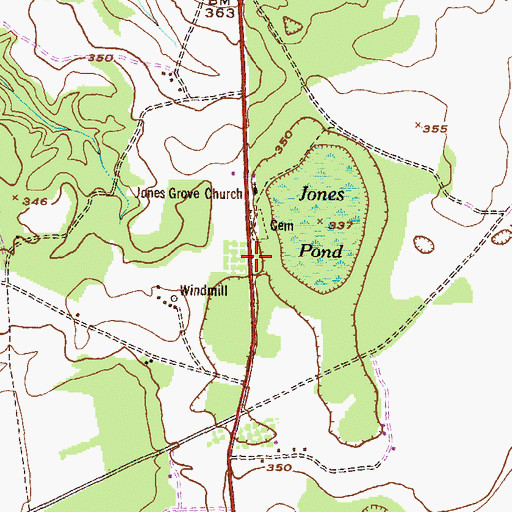 Topographic Map of Jones Grove Cemetery, GA