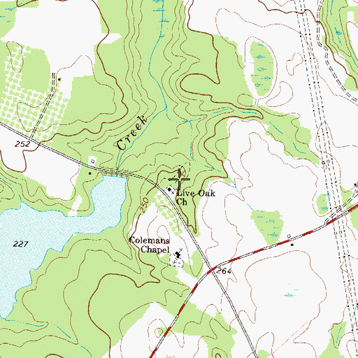 Topographic Map of Live Oak Cemetery, GA