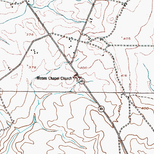 Topographic Map of Mosley Chapel Cemetery, GA