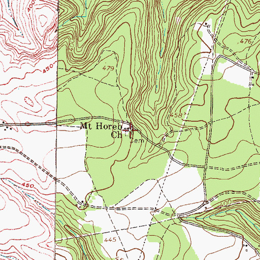 Topographic Map of Mount Horeb Cemetery, GA