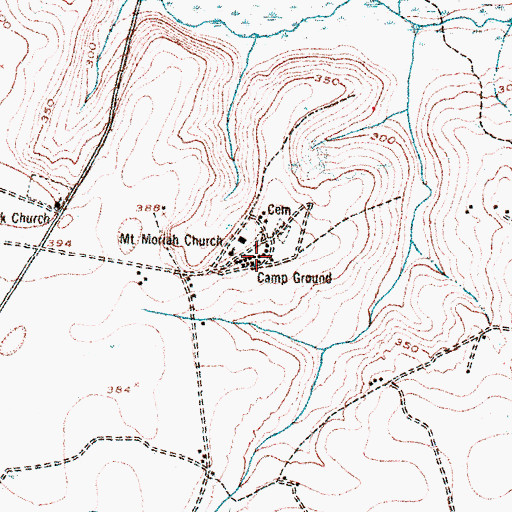 Topographic Map of Mount Moriah Campgrounds, GA