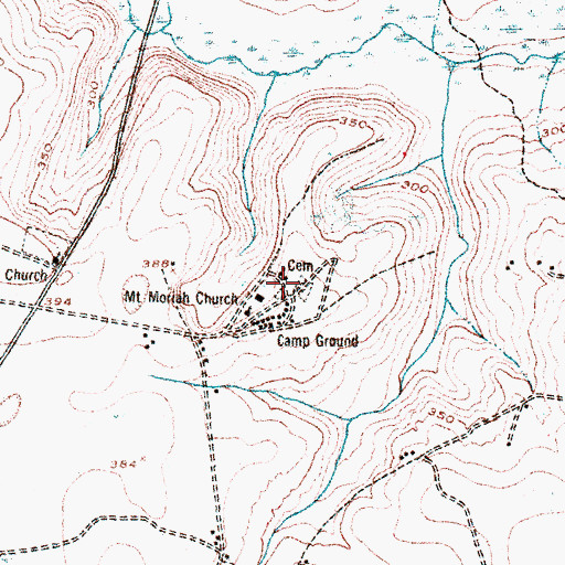 Topographic Map of Mount Moriah Cemetery, GA