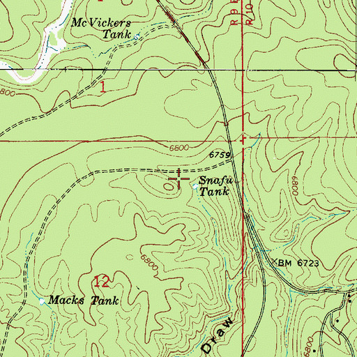Topographic Map of Snafu Tank, AZ