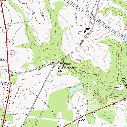 Topographic Map of Old Bethel Cemetery, GA