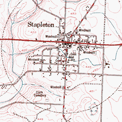Topographic Map of Stapleton Cemetery, GA
