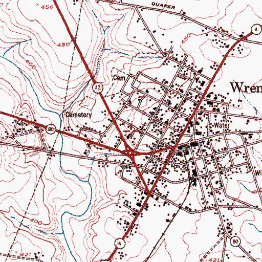 Topographic Map of Wrens High School, GA