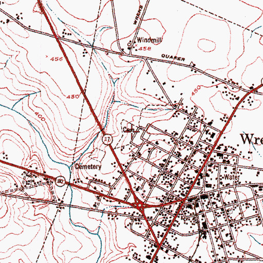 Topographic Map of Wrens Memorial Cemetery, GA
