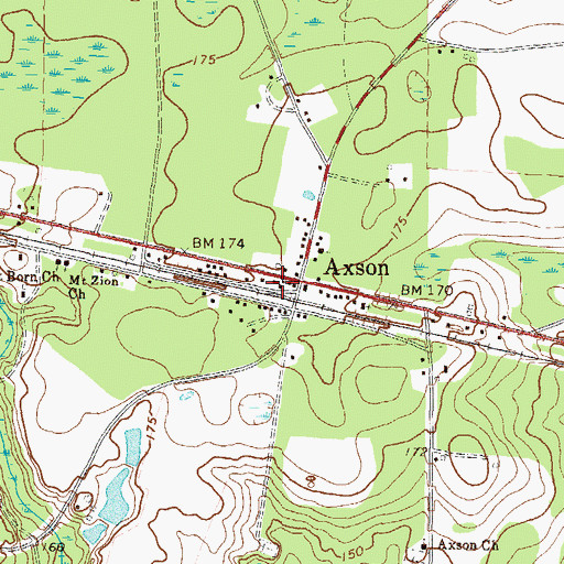 Topographic Map of Axson Post Office, GA