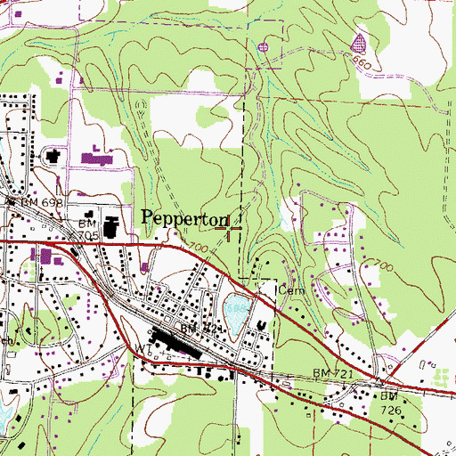 Topographic Map of Butts County Jail, GA
