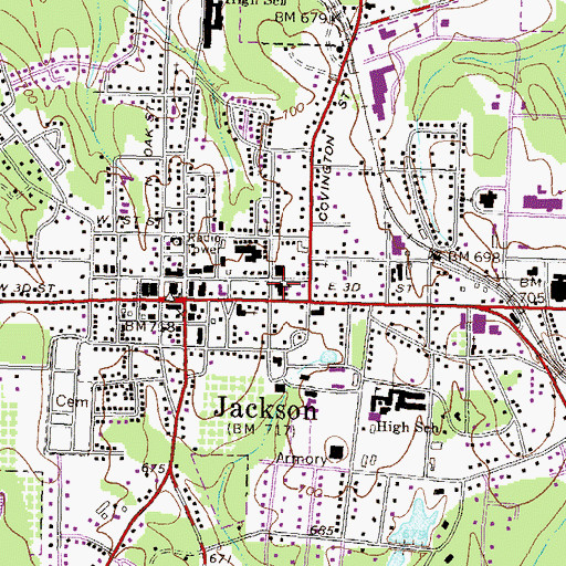Topographic Map of First Methodist Church, GA