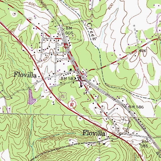 Topographic Map of Flovilla Post Office, GA
