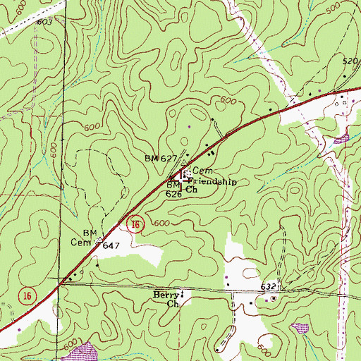 Topographic Map of Friendship School (historical), GA