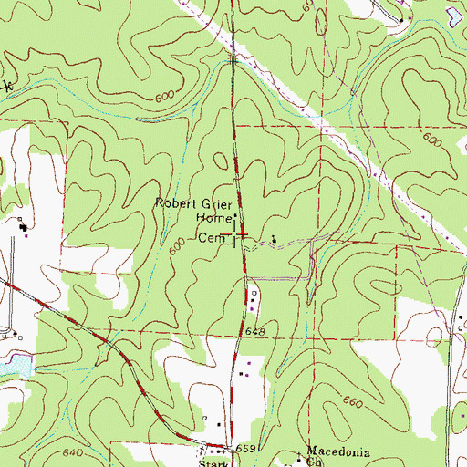 Topographic Map of Grier Cemetery, GA