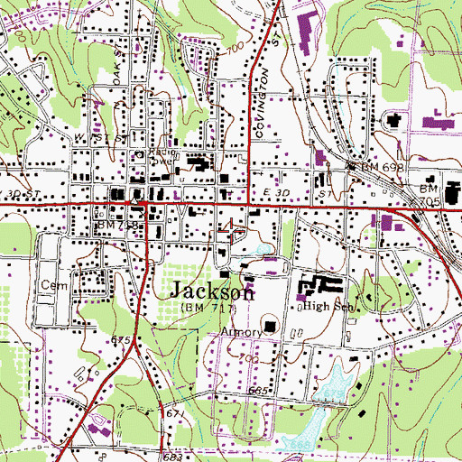 Topographic Map of Hawkes Library, GA