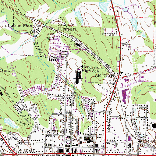 Topographic Map of Henderson Elementary School, GA