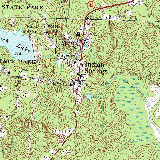 Topographic Map of Indian Springs Baptist Church, GA