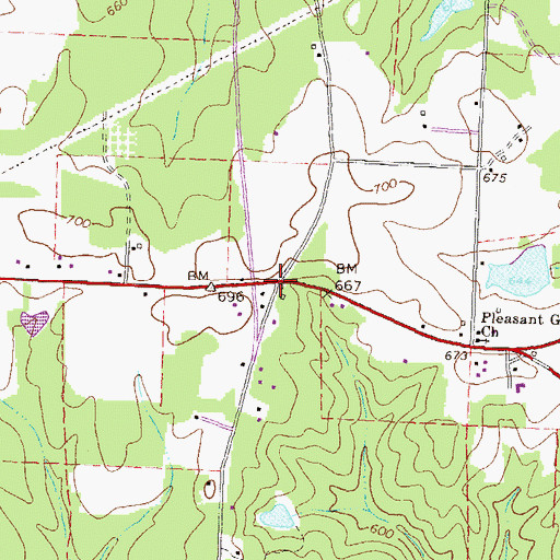 Topographic Map of Iron Springs Crossroads, GA
