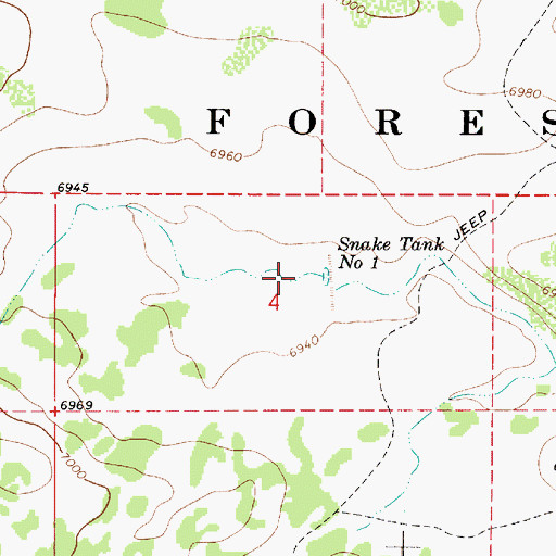 Topographic Map of Snake Tank Number One, AZ
