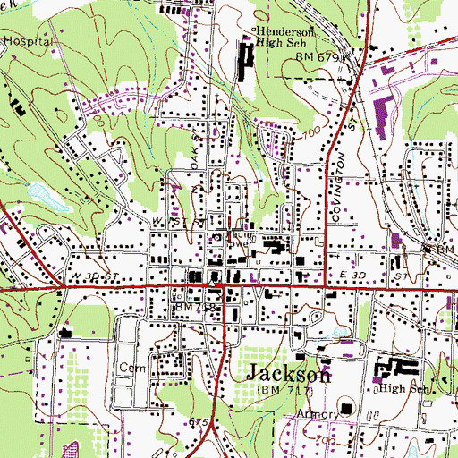 Topographic Map of Jackson Academy (historical), GA