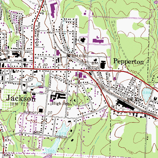Topographic Map of Jackson Church of the Nazarene, GA
