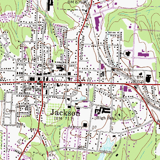 Topographic Map of Jackson Female Academy (historical), GA