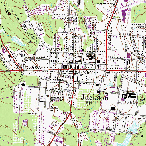 Topographic Map of Jackson Post Office, GA