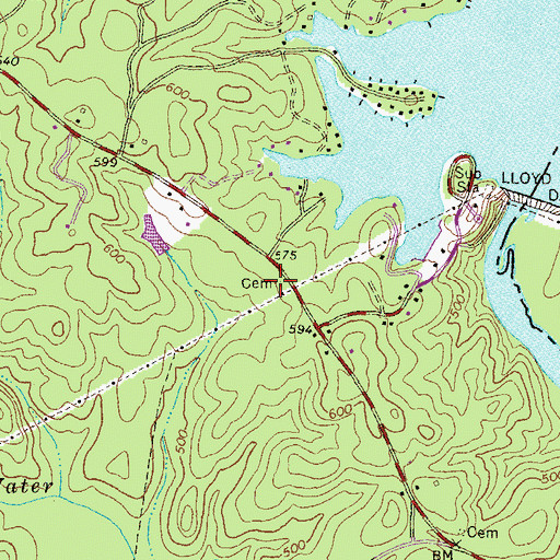 Topographic Map of Maddox Cemetery, GA