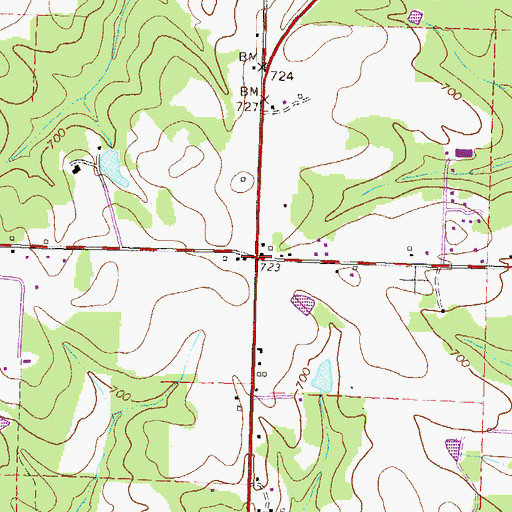 Topographic Map of McMichael Crossroads, GA