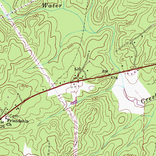 Topographic Map of Oak Hill School (historical), GA