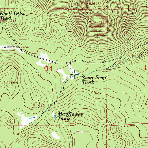 Topographic Map of Snag Seep Tank, AZ