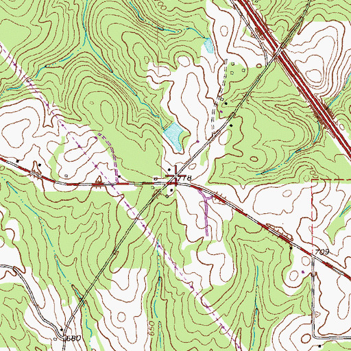 Topographic Map of West Bluffs School (historical), GA