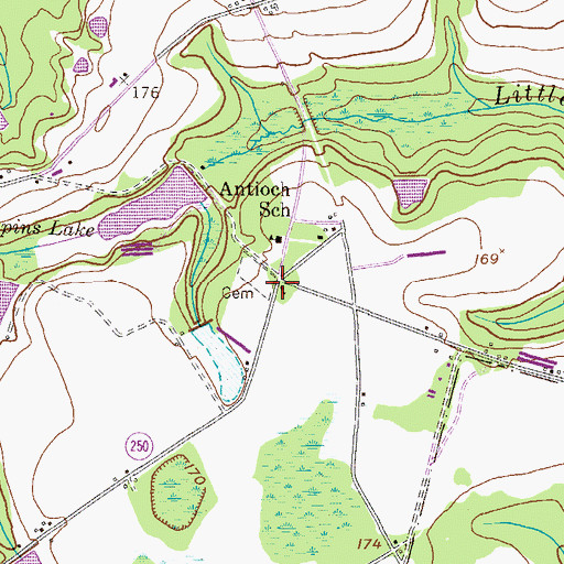 Topographic Map of Antioch Missionary Baptist Church, GA