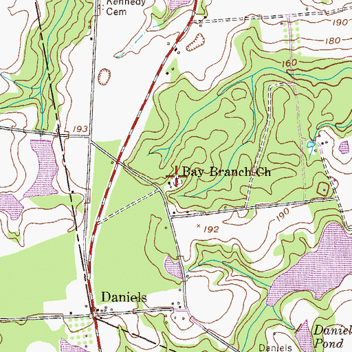 Topographic Map of Bay Branch Cemetery, GA