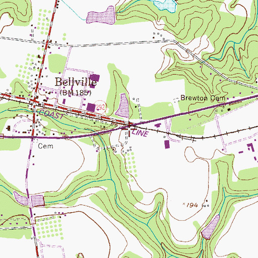 Topographic Map of Bellville Methodist Church (historical), GA