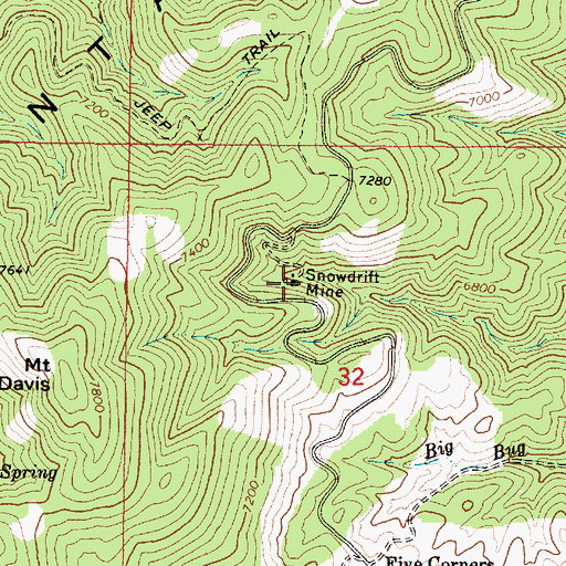 Topographic Map of Snowdrift Mine, AZ