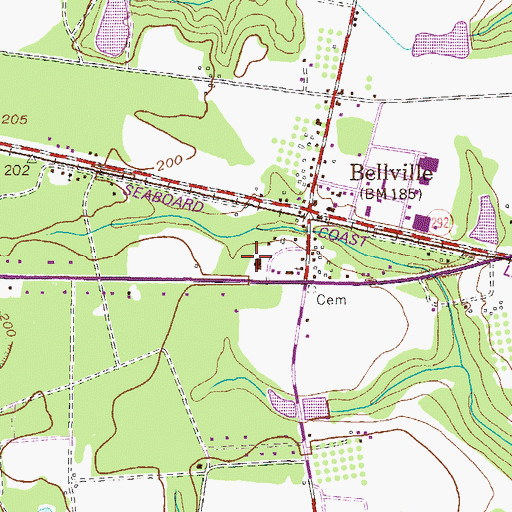 Topographic Map of Bellville School (historical), GA