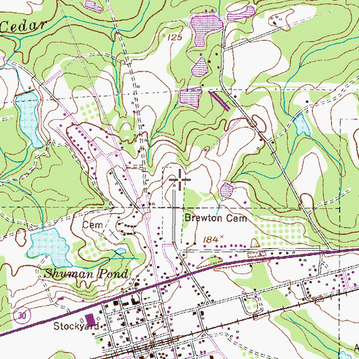 Topographic Map of Brewton Church (historical), GA