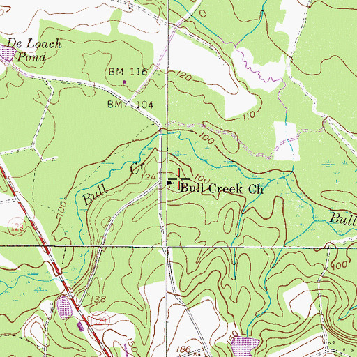 Topographic Map of Bull Creek Cemetery, GA