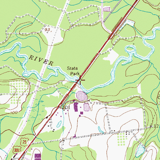 Topographic Map of Claxton Bridge, GA