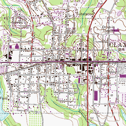 Topographic Map of Claxton City Hall, GA